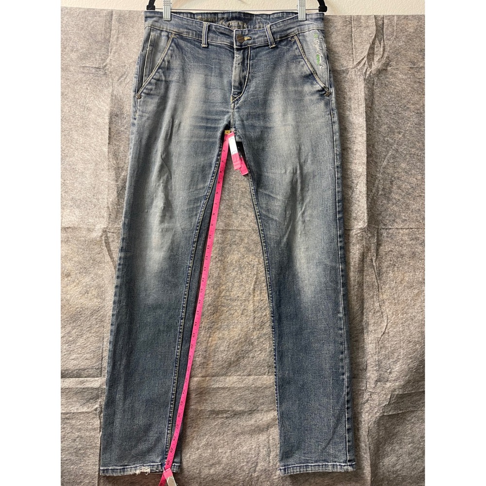 Kozan Medium Wash Straight Leg Jeans Distressed Streetwear Patches Blue 31x31 - Picture 11 of 16